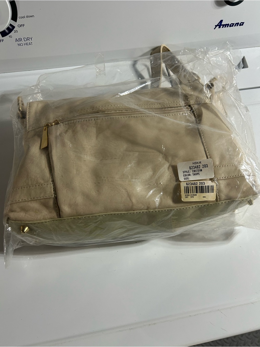 Aj Valenci Taupe Leather Shoulder Bag with Front Zip